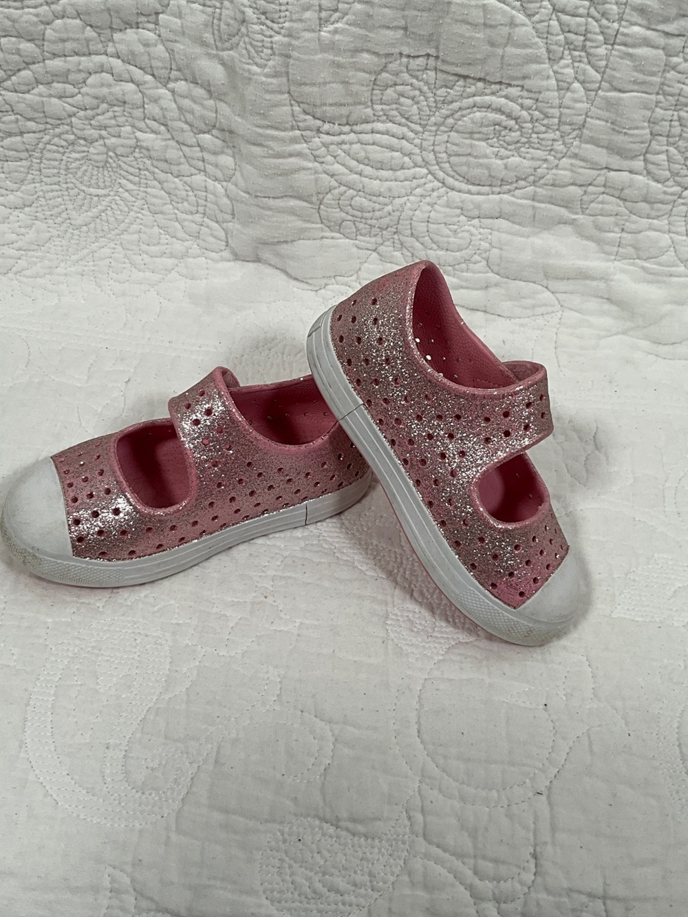 Skechers Girls Sparkle Pink Mary Jane Sneakers with White Toe